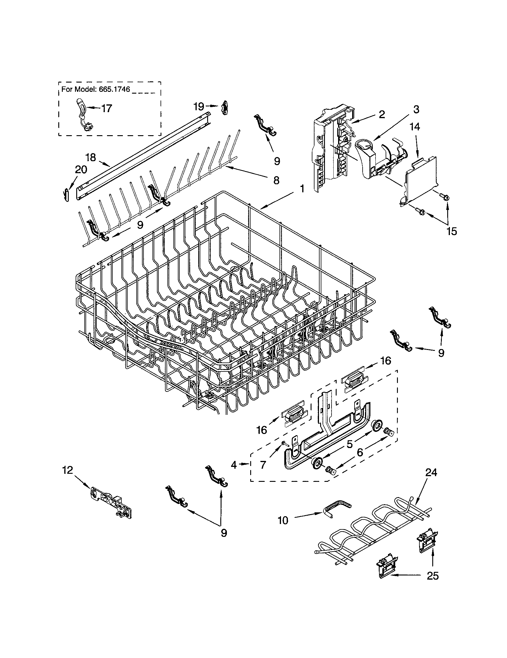 Upper rack and track