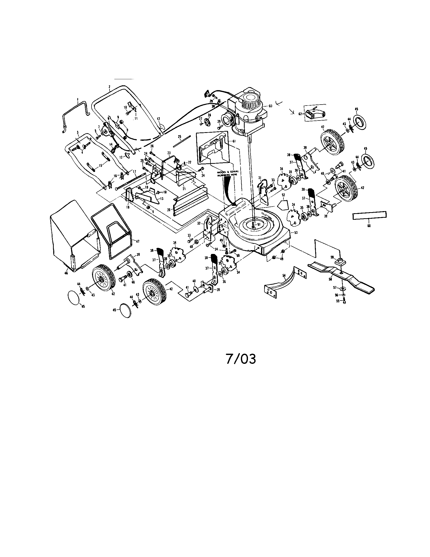 Engine/wheels/housing/handle