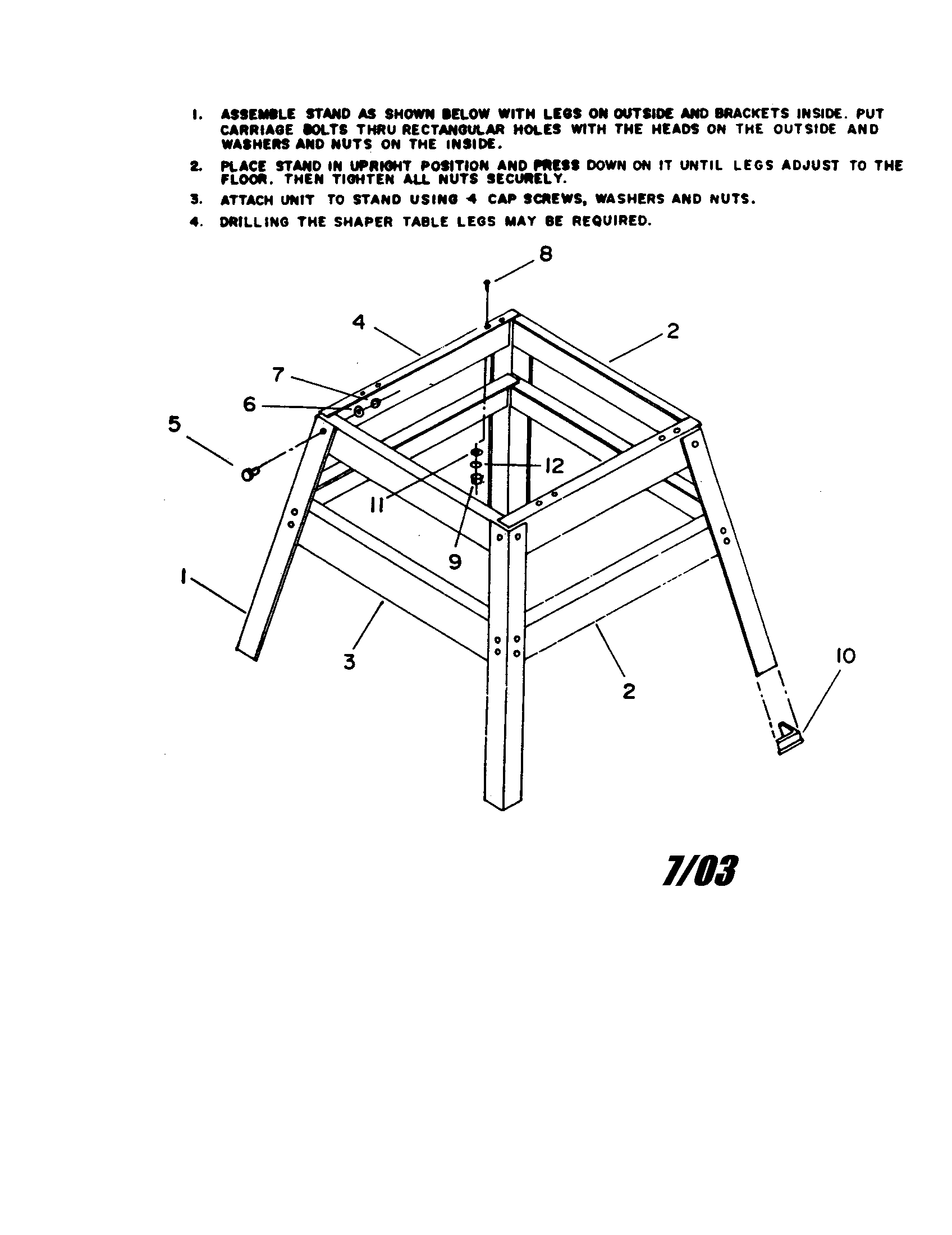 Shaper table stand