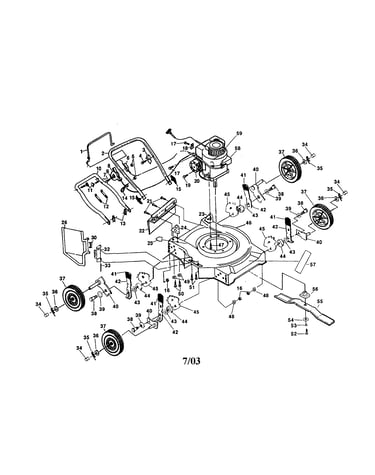Engine/housing/handle/wheels