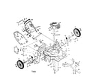 Poulan PP752HIA engine/housing/handle/wheel diagram