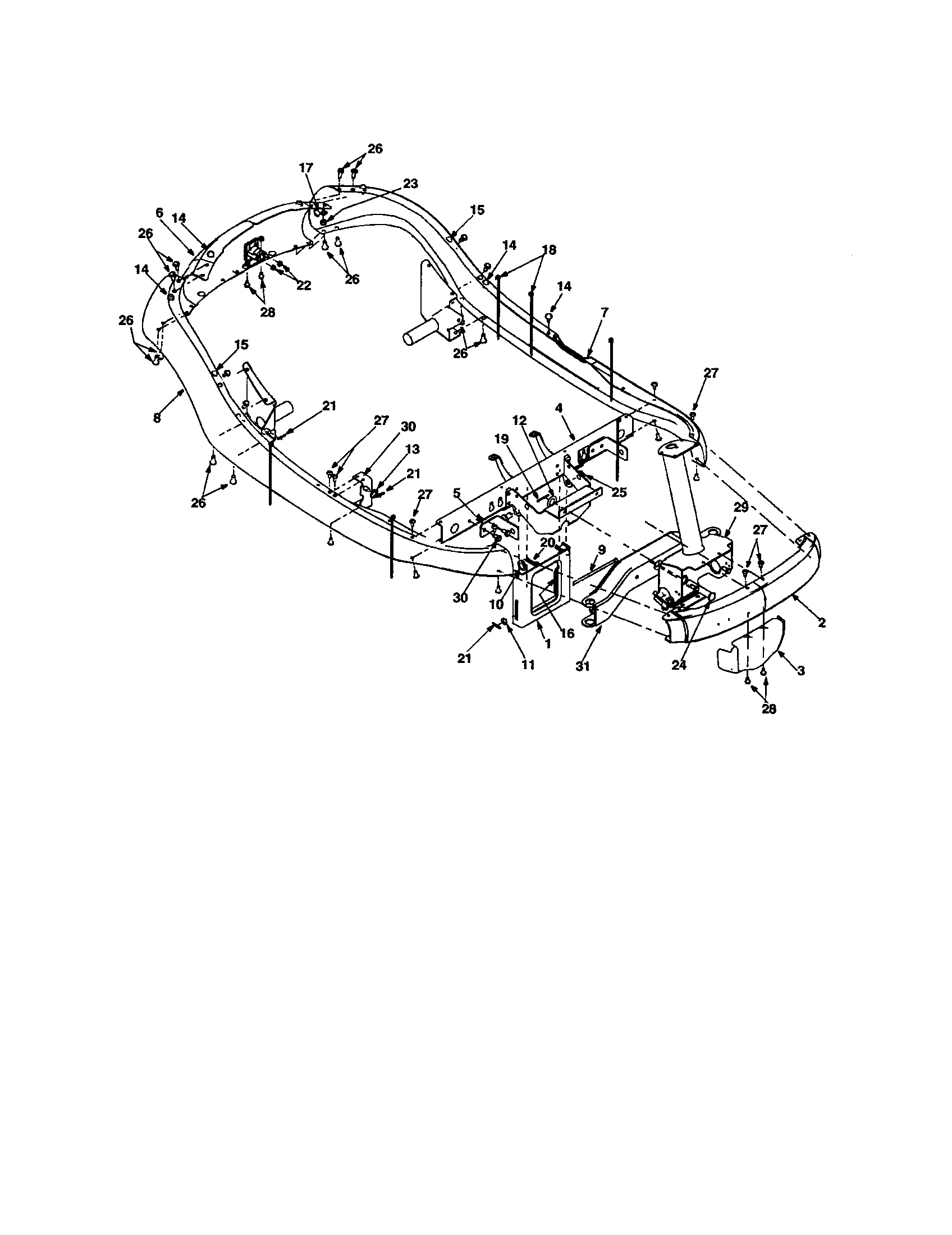 Upper front frame/deck rod