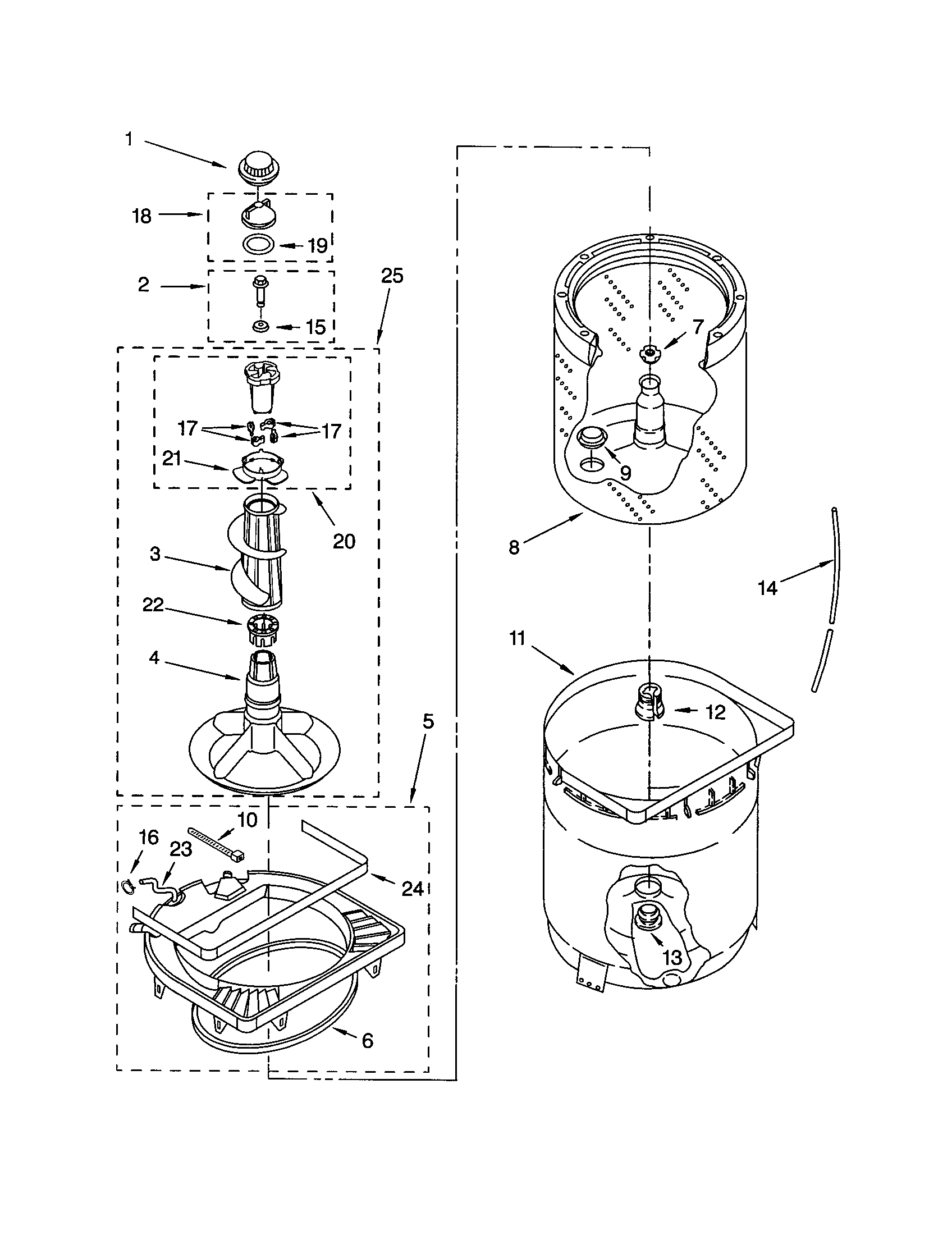 Agitator/basket/tub