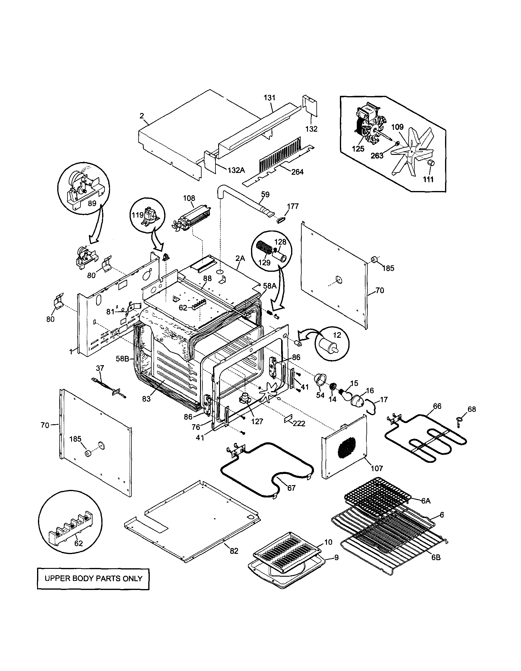 Cavity/elements upper oven