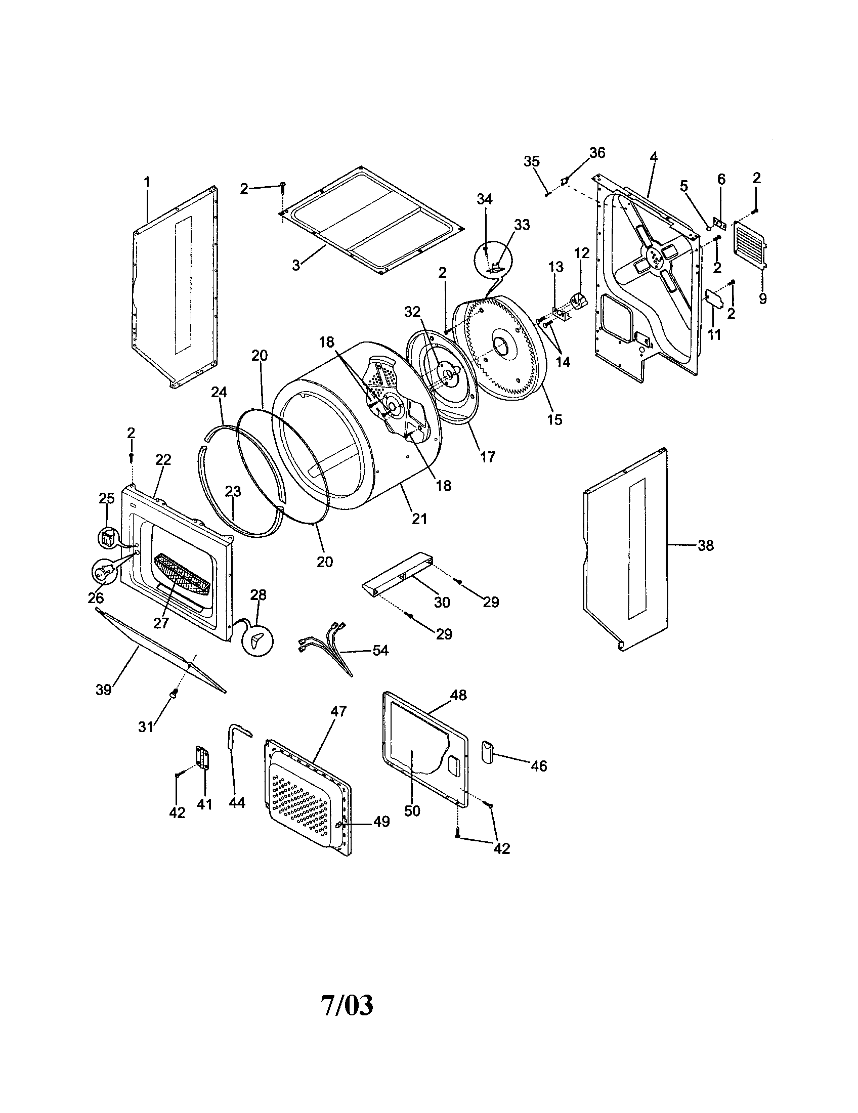 Upper cabinet/drum/heater