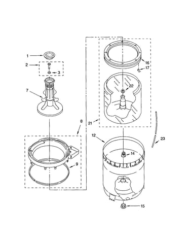 Agitator, basket and tub