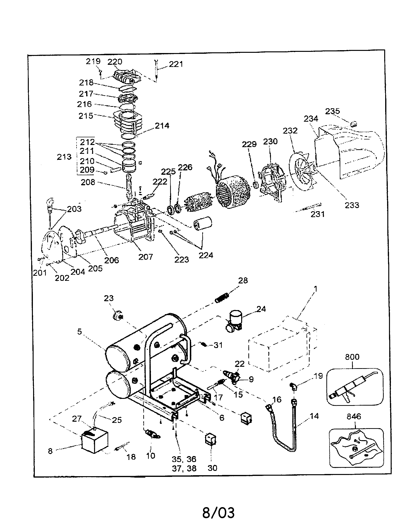 Compressor 2hp  4 gal.