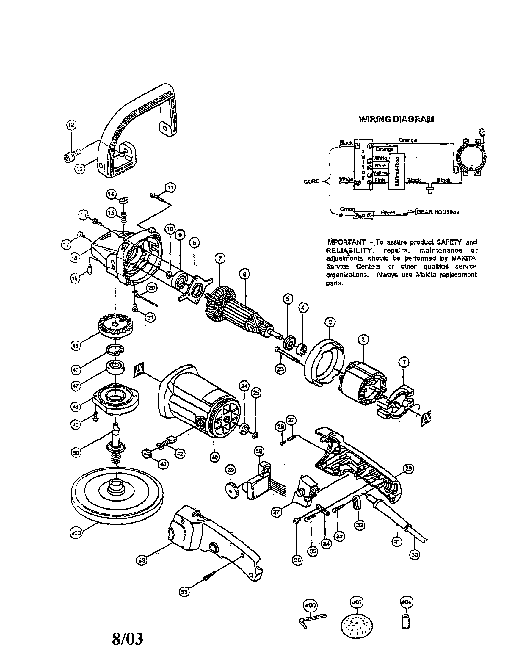 Sander-polisher/wiring