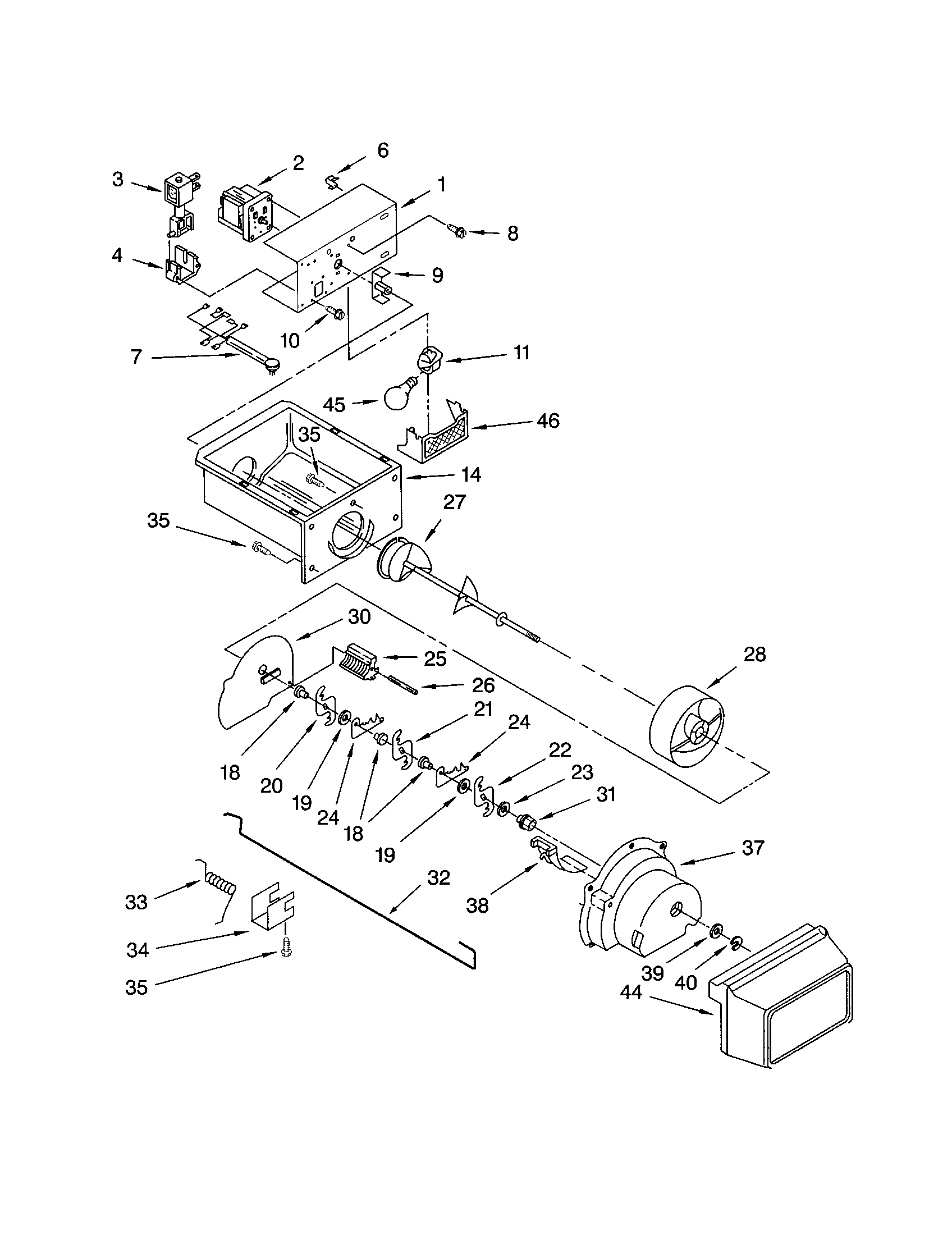 MOTOR AND ICE CONTAINER