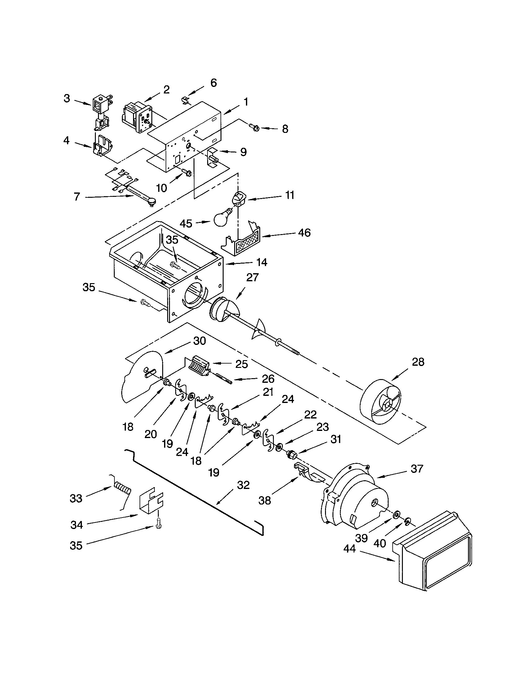 Motor and ice container