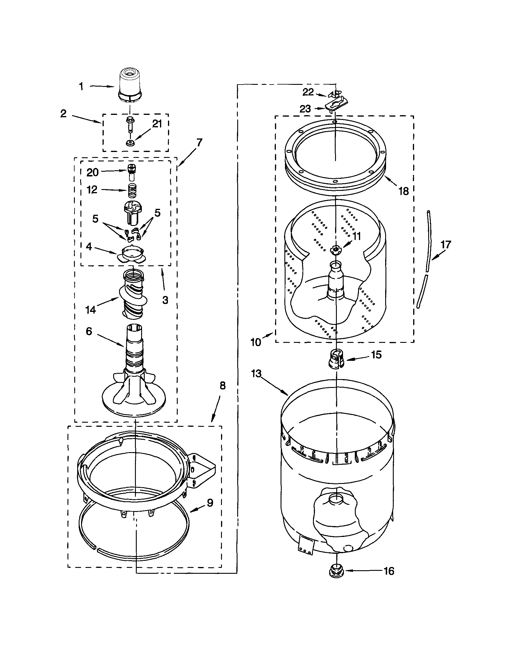 Agitator/basket/tub