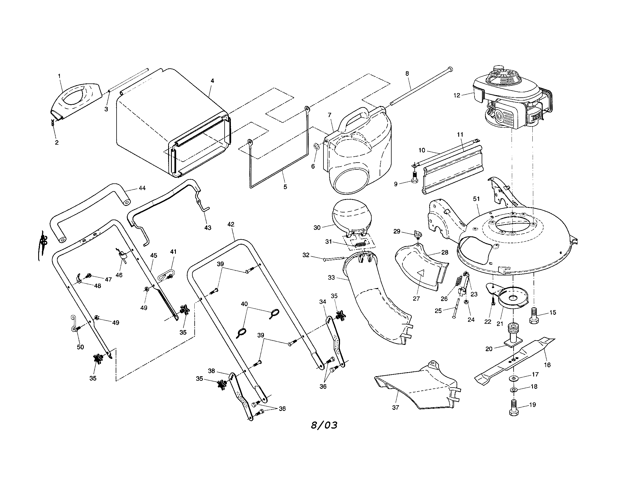 Engine/housing/bag