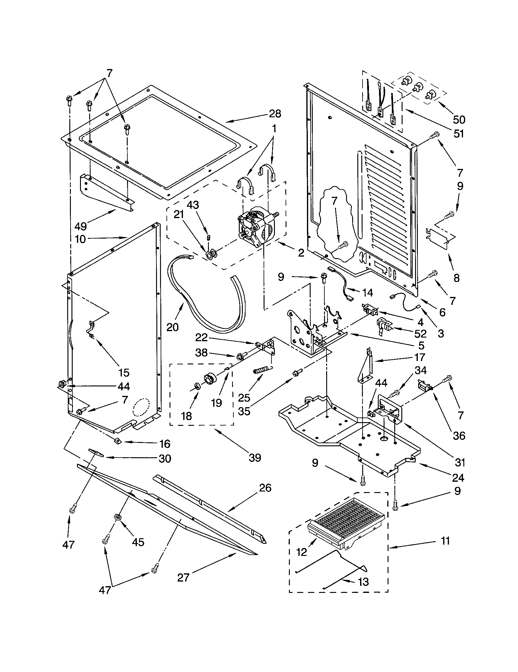 DRYER CABINET AND MOTOR