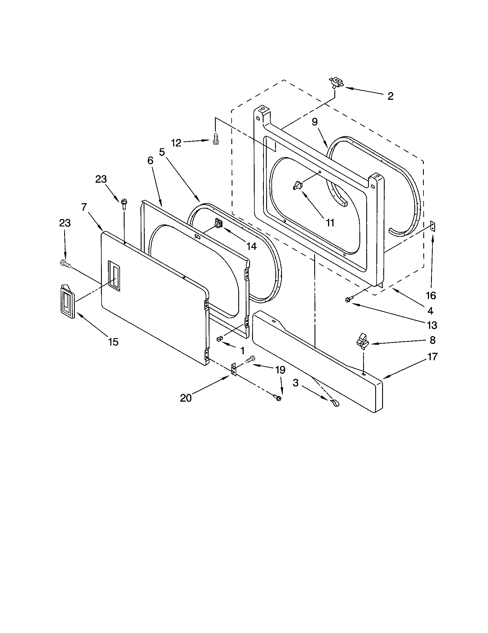 DRYER FRONT PANEL AND DOOR