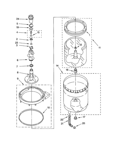 Agitator, basket and tub