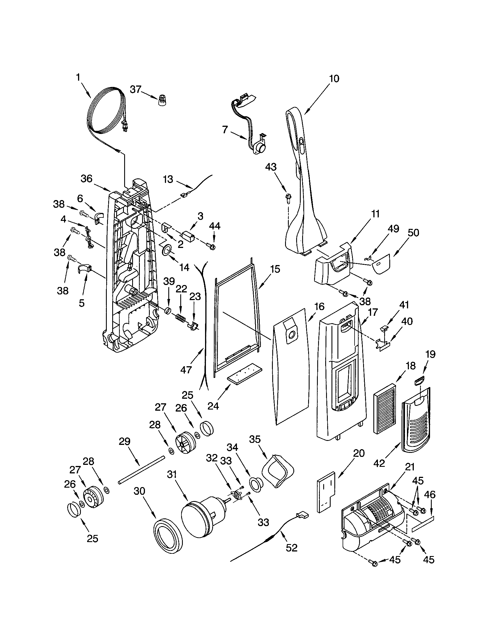 DUST COMPARTMENT AND MOTOR