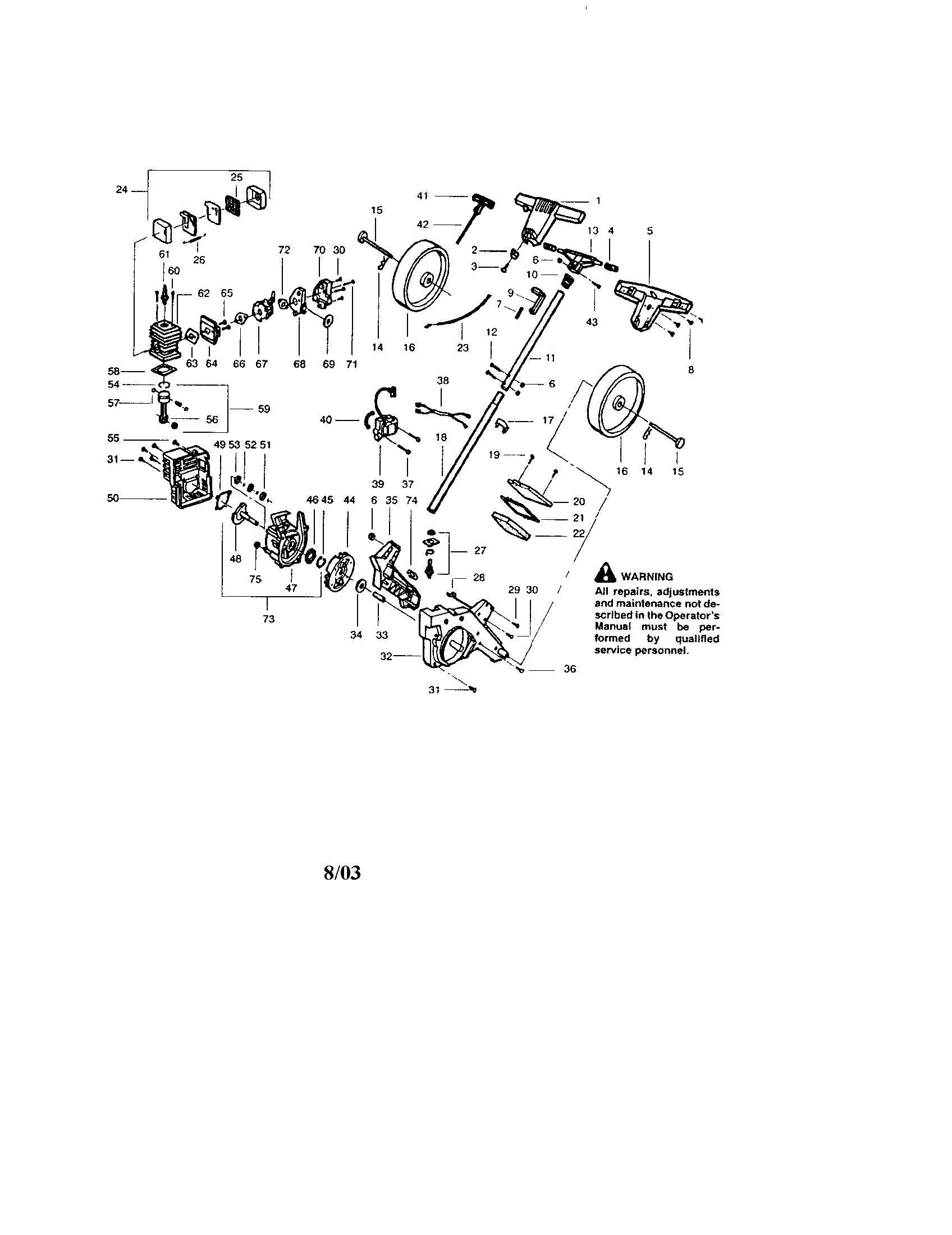 Handle/crankcase/crankshaft