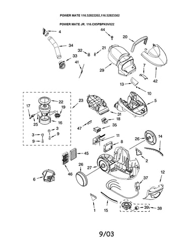Cover/upper body/motor, fan