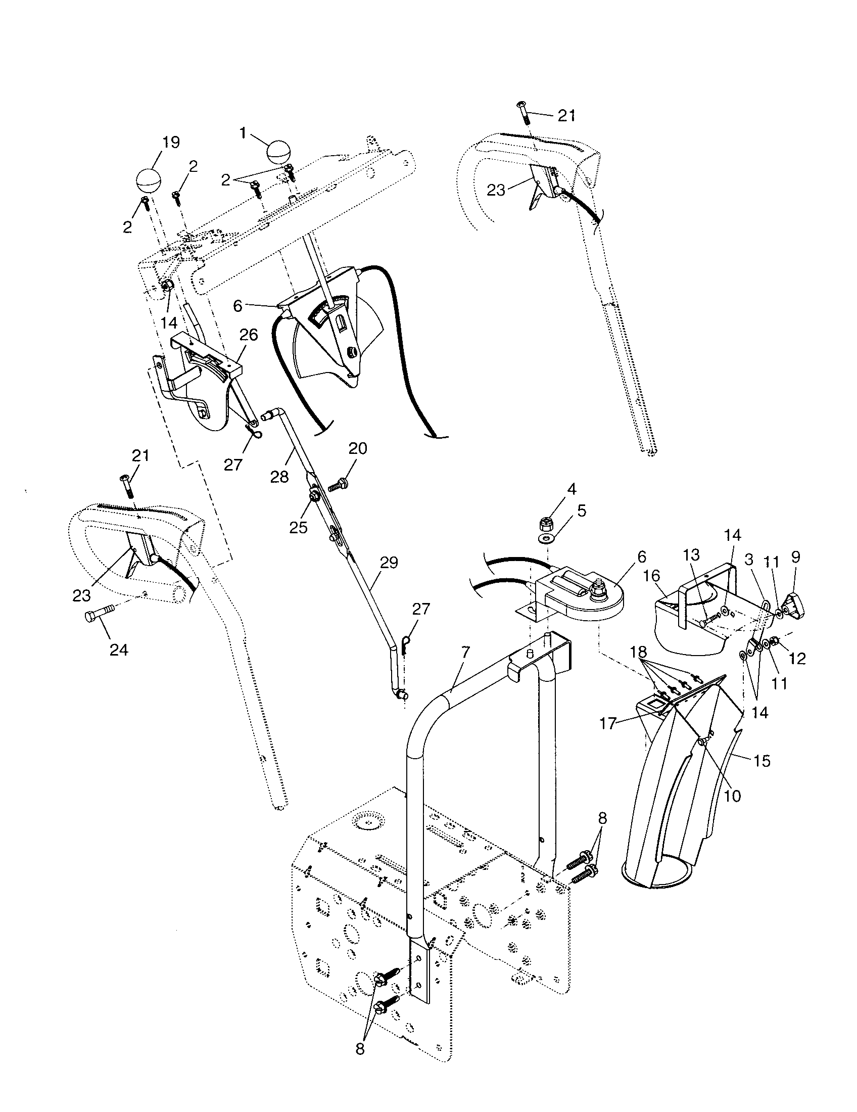 Control panel/discharge chute