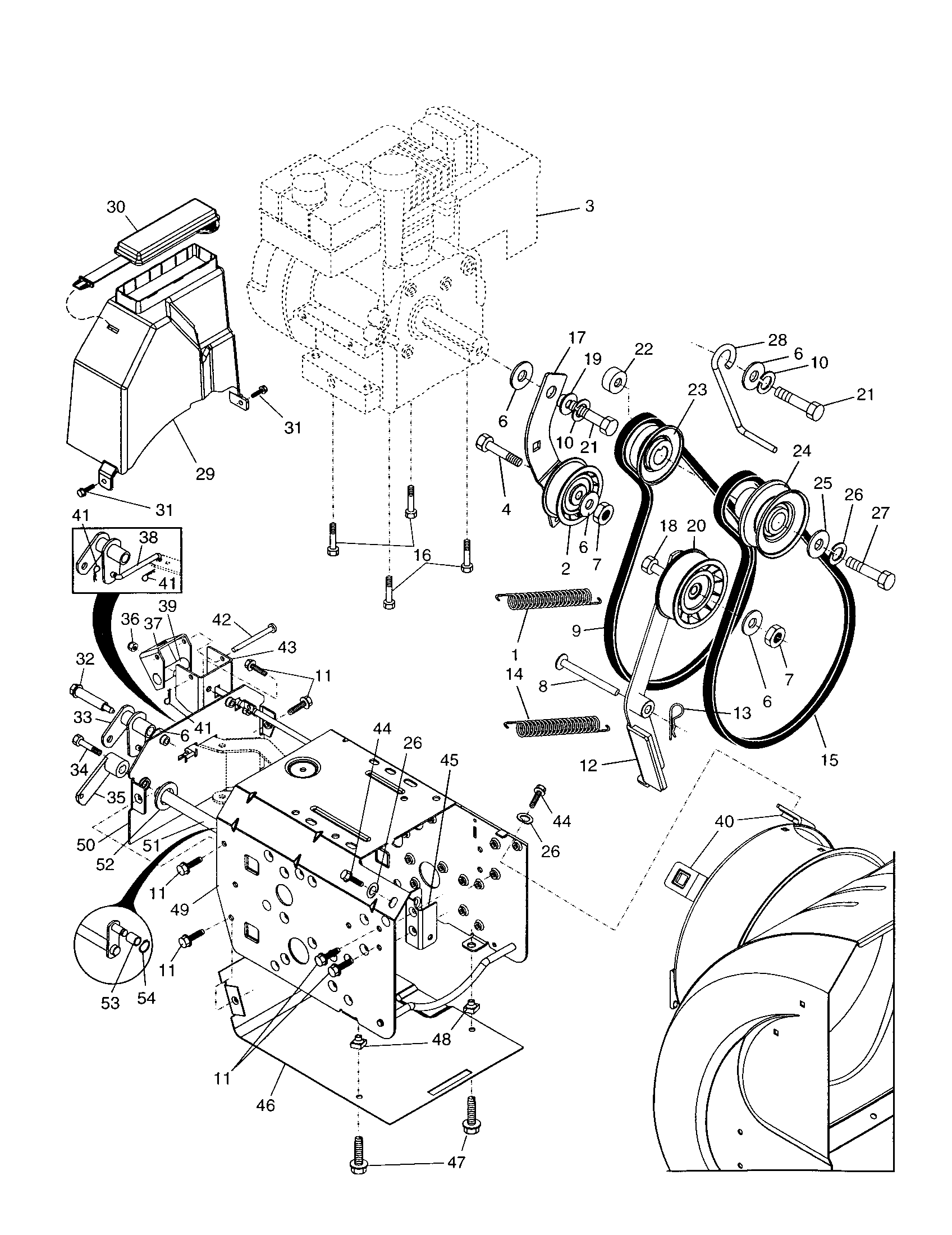 Chassis/engine/pulleys