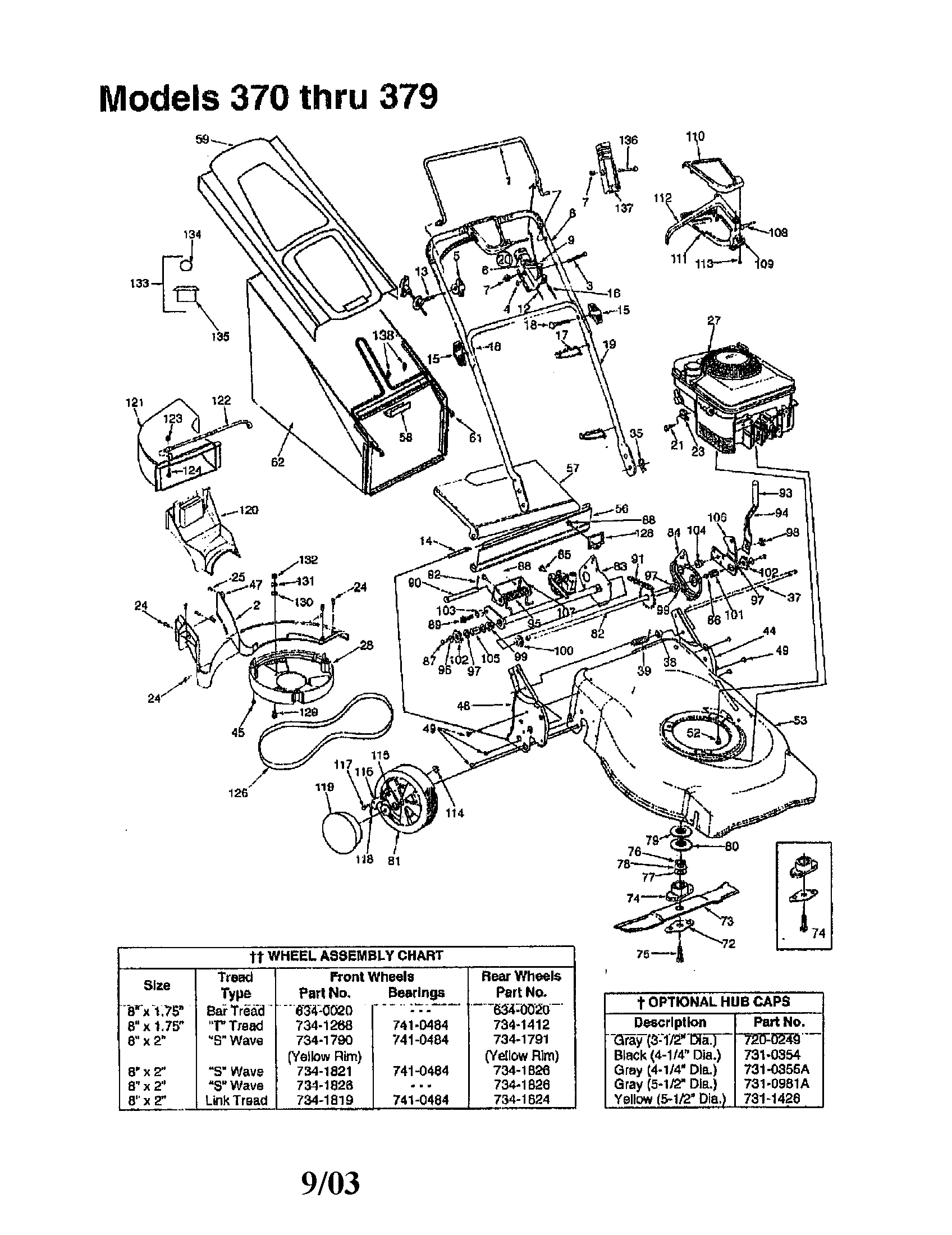 Deck/bag/wheel(models 370 thru 379)