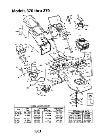 Deck/bag/wheel(models 370 thru 379)