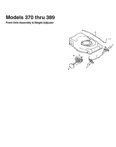 Front axle and height adjuster (models 370 thru 389)