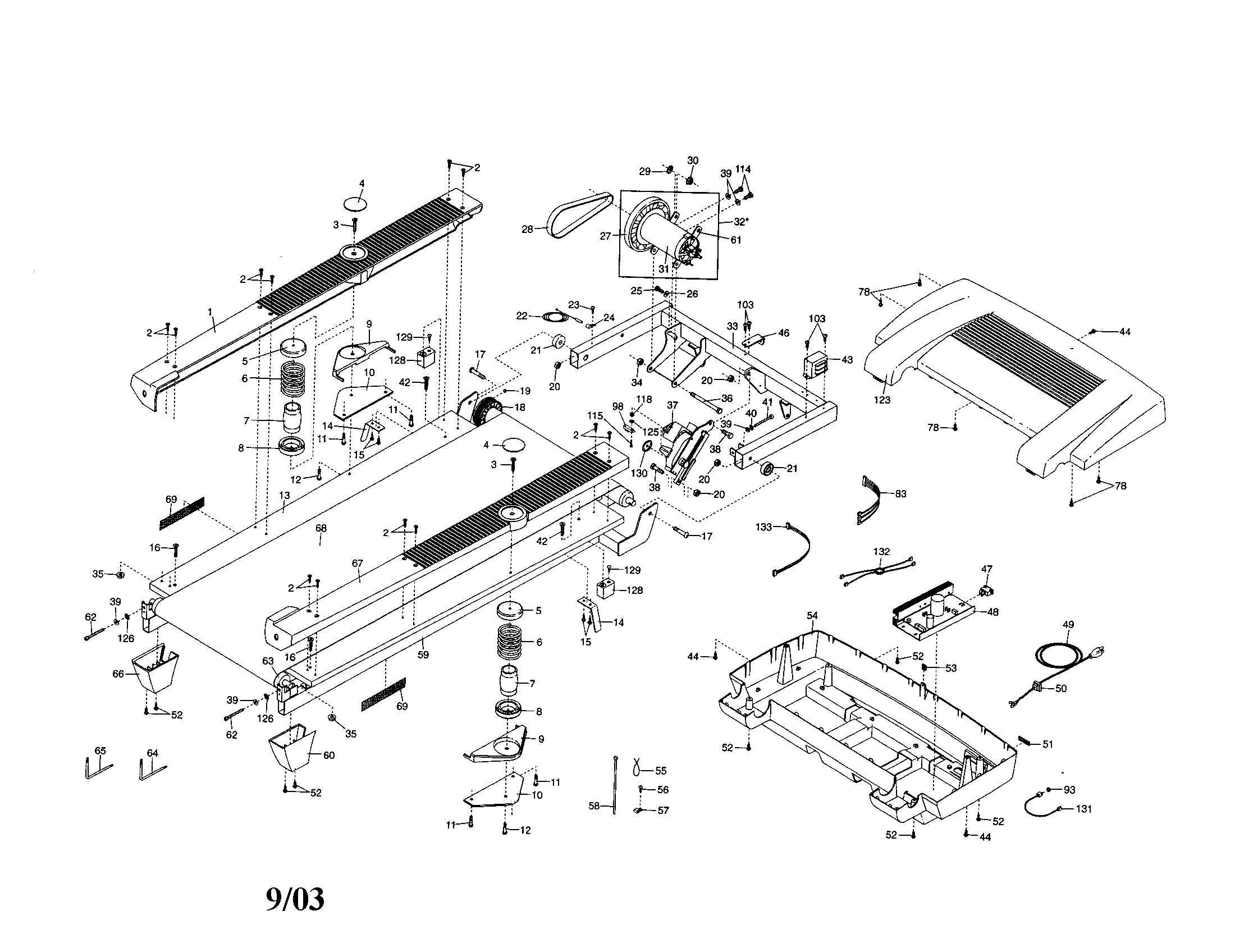Motor hood/walking belt/motor