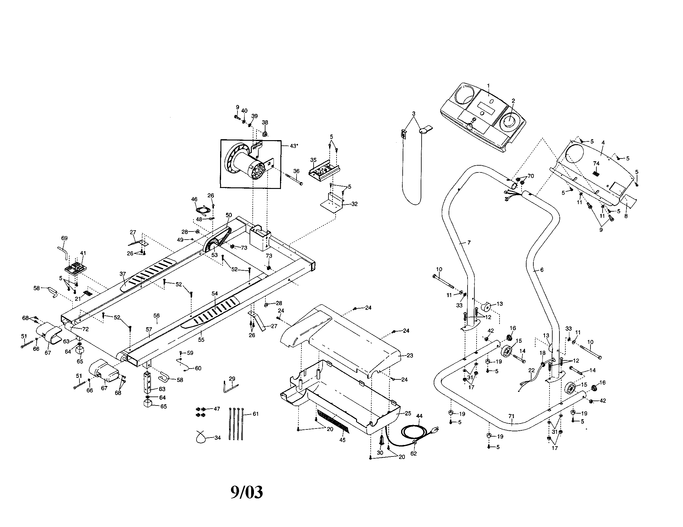 Console/walking belt/motor