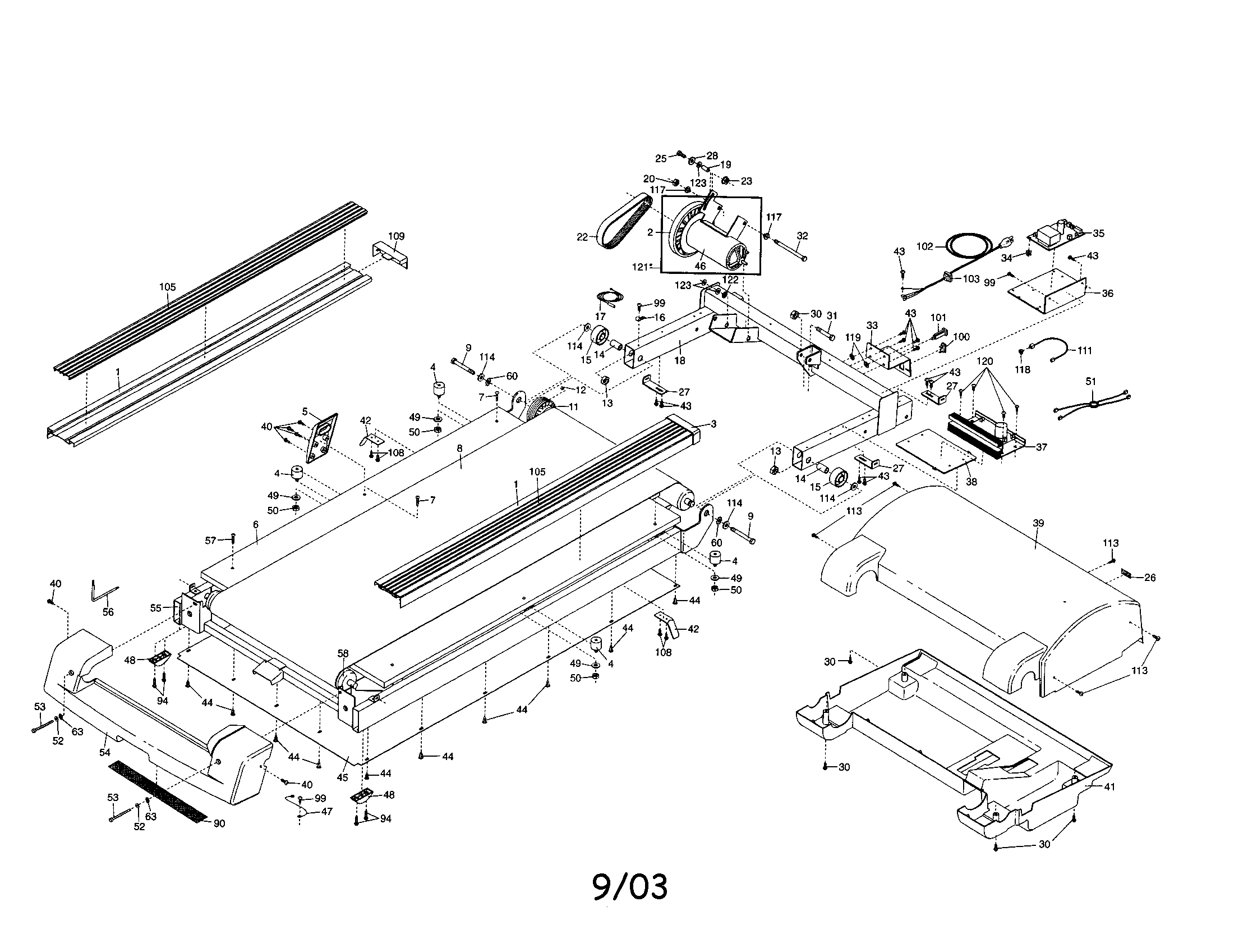 Walking belt/motor/motor hood