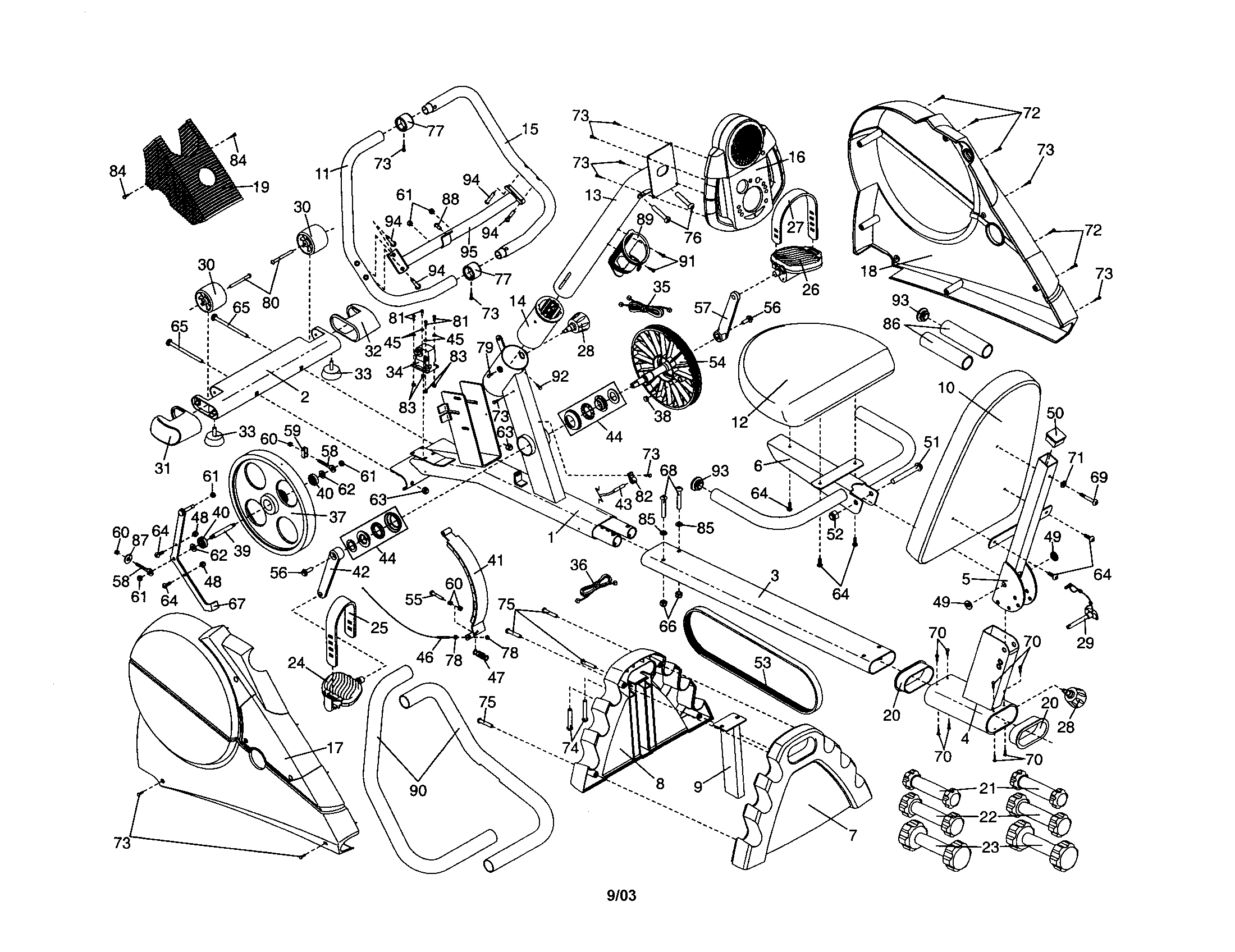 Console/frame/seat/backrest