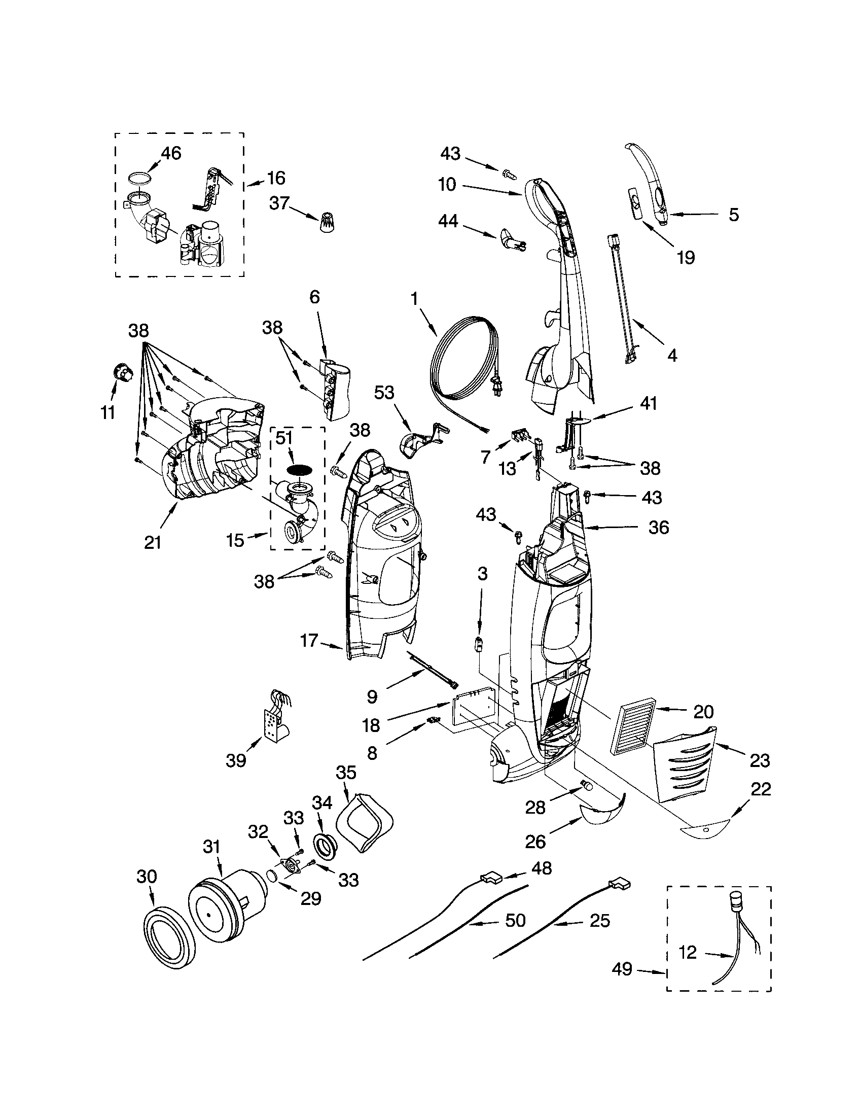 DUST COMPARTMENT AND MOTOR