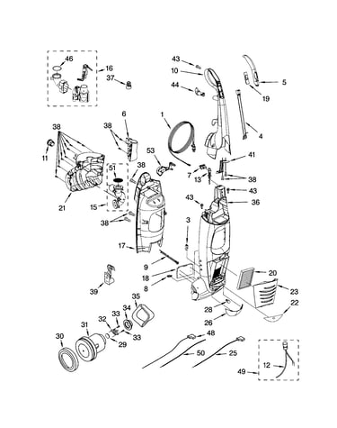 Dust compartment and motor