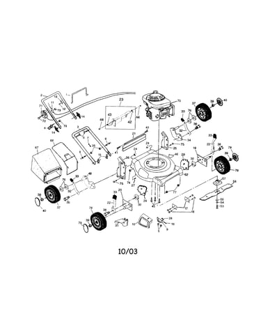 Engine/housing/wheels/handle