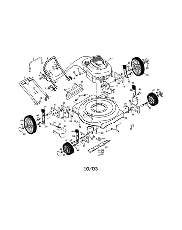 Engine/housing/handle/wheel