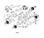 Poulan PR55N21CHB engine/housing/handle/bag/wheels diagram