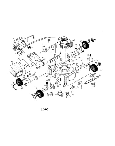 Engine/housing/handle/bag/wheels
