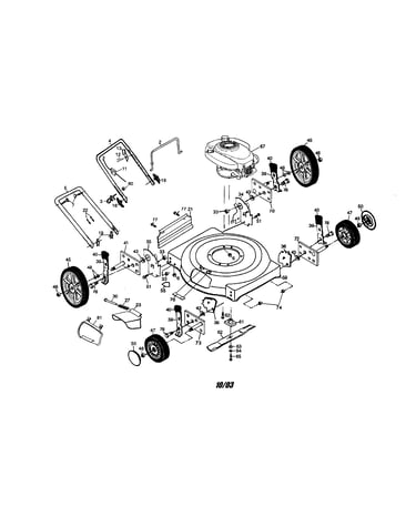 Engine/housing/handle/wheels