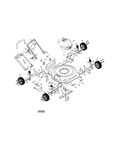 Engine/housing/handle/wheels