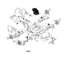 Poulan P35TN20SF engine/housing/wheels/handle diagram