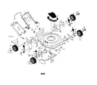 Poulan PO4QN22SA engine/housing/wheels/handle diagram