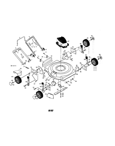 Engine/housing/wheels/handle