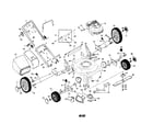 Poulan PR65N21CHB engine/housing/wheels/handle diagram