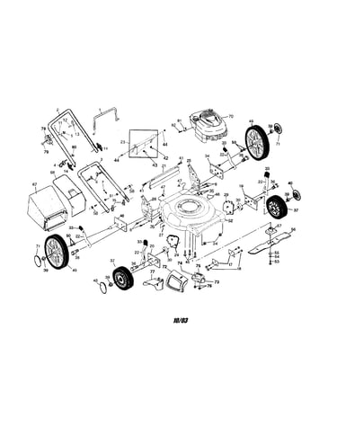 Engine/housing/wheels/handle
