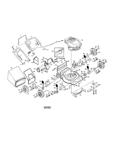 Engine/wheels/housing/handle/bag
