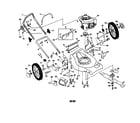 Poulan PR55Y21CHA engine/housing/wheels/handle diagram