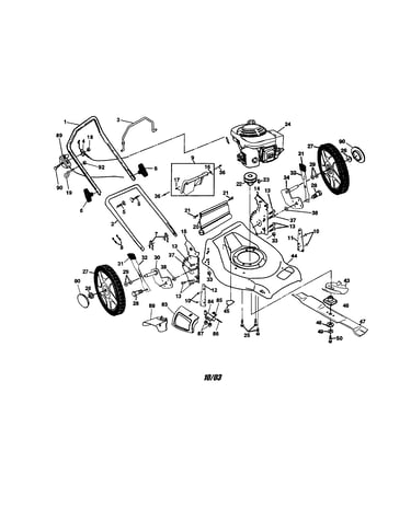 Engine/housing/wheels/handle
