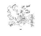 Poulan PR675R21MCA engine/housing/bag/handle diagram