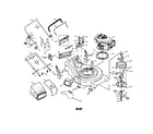 Poulan PR55R21MCA engine/housing/handle/bag diagram