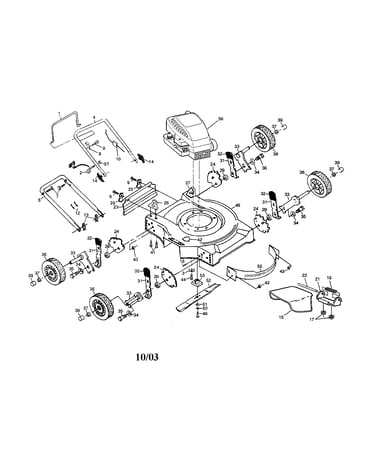 Engine/housing/handle/wheels